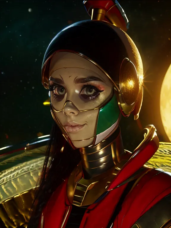 a beautiful woman with long black hair,kate mara,sexy cosplay as marvin the martian,checking the instruments in her high tech mo...