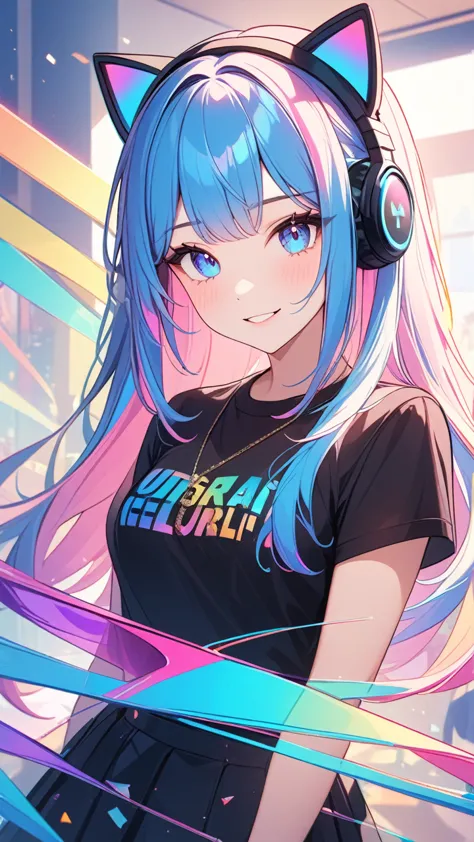 masterpiece,bestquality,superwideangle,fingeraudience,1girl, cat headphones,pinkandbluehair,hand,cuteanimeface,tears,masterpiece...