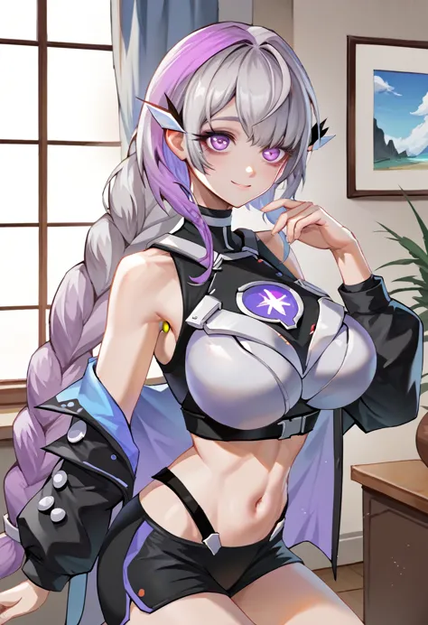 score_9,score_8_up,score_7_up, yinji,1girl,solo,purple_hair,purple_eyes,very_long_hair,grey_hair,braided_ponytail,large_breasts,...