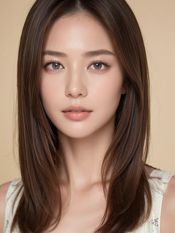 ((highest quality, 8K, masterpiece:1.3)), concentrate: 1.2, Perfect body beauty: 1.4, Hips: 1.2, Layered Haircut, Highly detailed face and skin texture, Delicate eyes, double eyelid, whitened skin, Long brown hair、slim、thin、Model Body Type