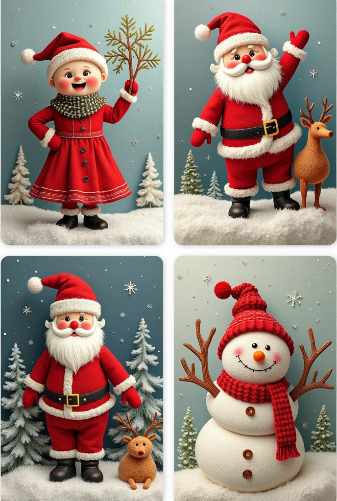 Collection of 4 images about Christmas embroidery style