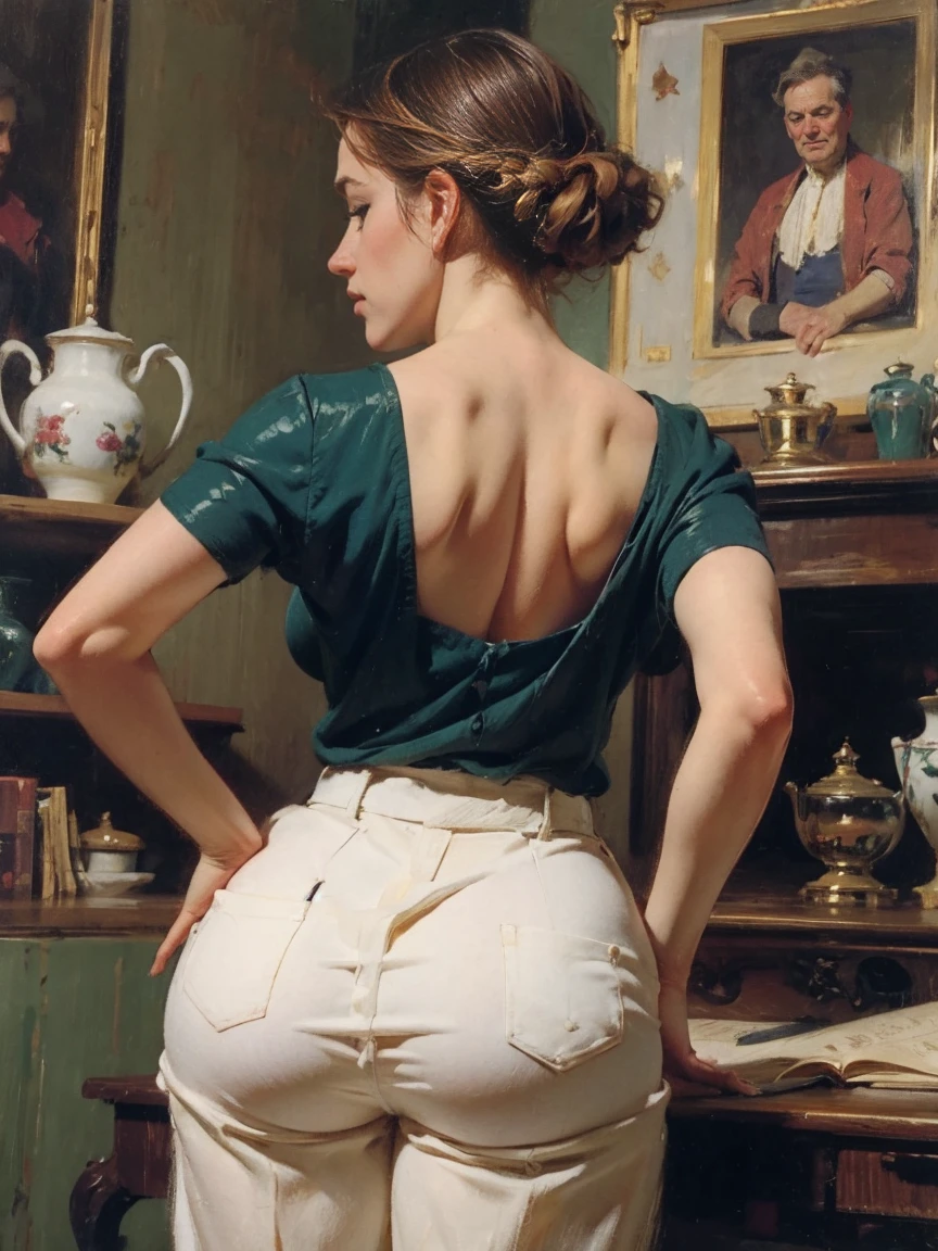 (Oak:1.1), , from behind, bending, Wide hips, thick thighs, chart, by sargent