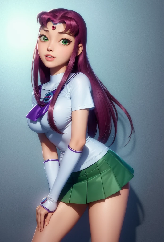 Masterpiece,Solo,One Girl,Starfire,(Teen Titans),Big Breasts,Perfect Body,Ultra High Quality,Ultra High Resolution,Photograph 16K,Ultra Detailed,Long Hair,Hairband,Beautiful,Beautiful Woman,Theme School Girl,School Girl Short Sleeve Japanese,Short Skirt,Classroom Background,Green Eyes 