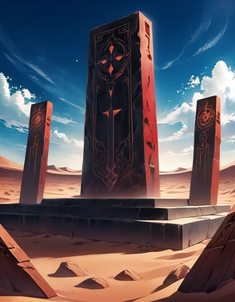 long desert, clear sky, scenario, moonligh, stele, high qualiy, anime styling