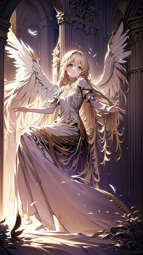 an imaginative artwork featuring a girl with two wings, evoking a sense of wonder and freedom, (artistic fantasy:1.1), (whimsica...