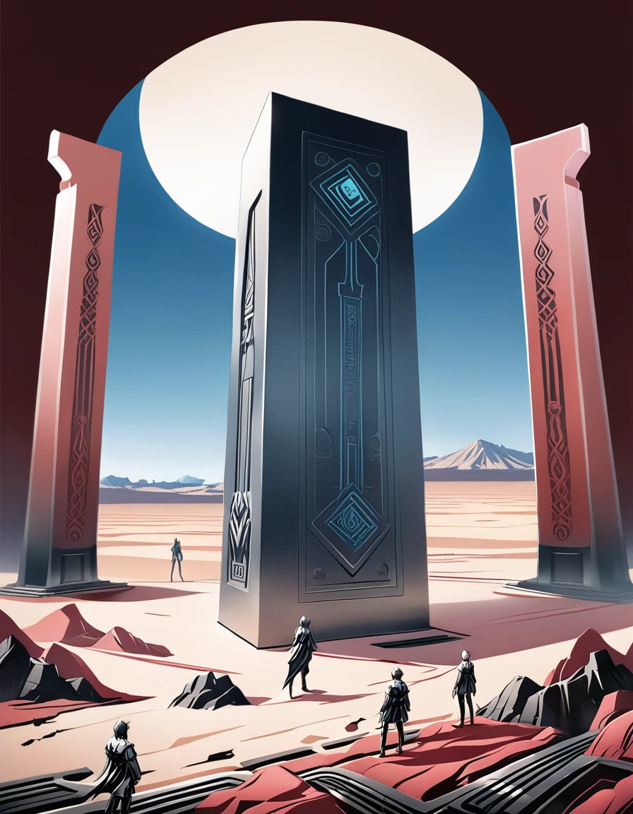 Long desert, clear sky, Scenario, moonligh, stele, high qualiy, anime styling
