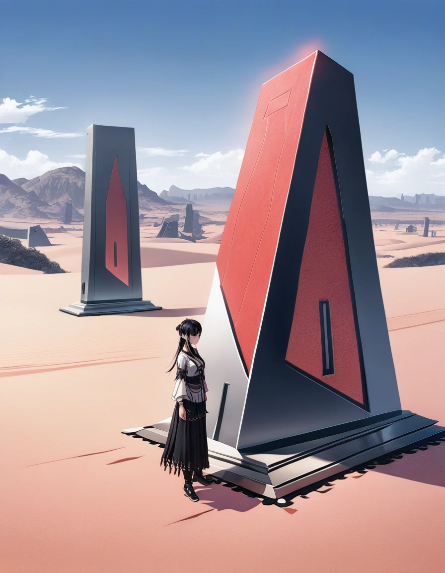 Long desert, clear sky, Scenario, moonligh, stele, high qualiy, anime styling
