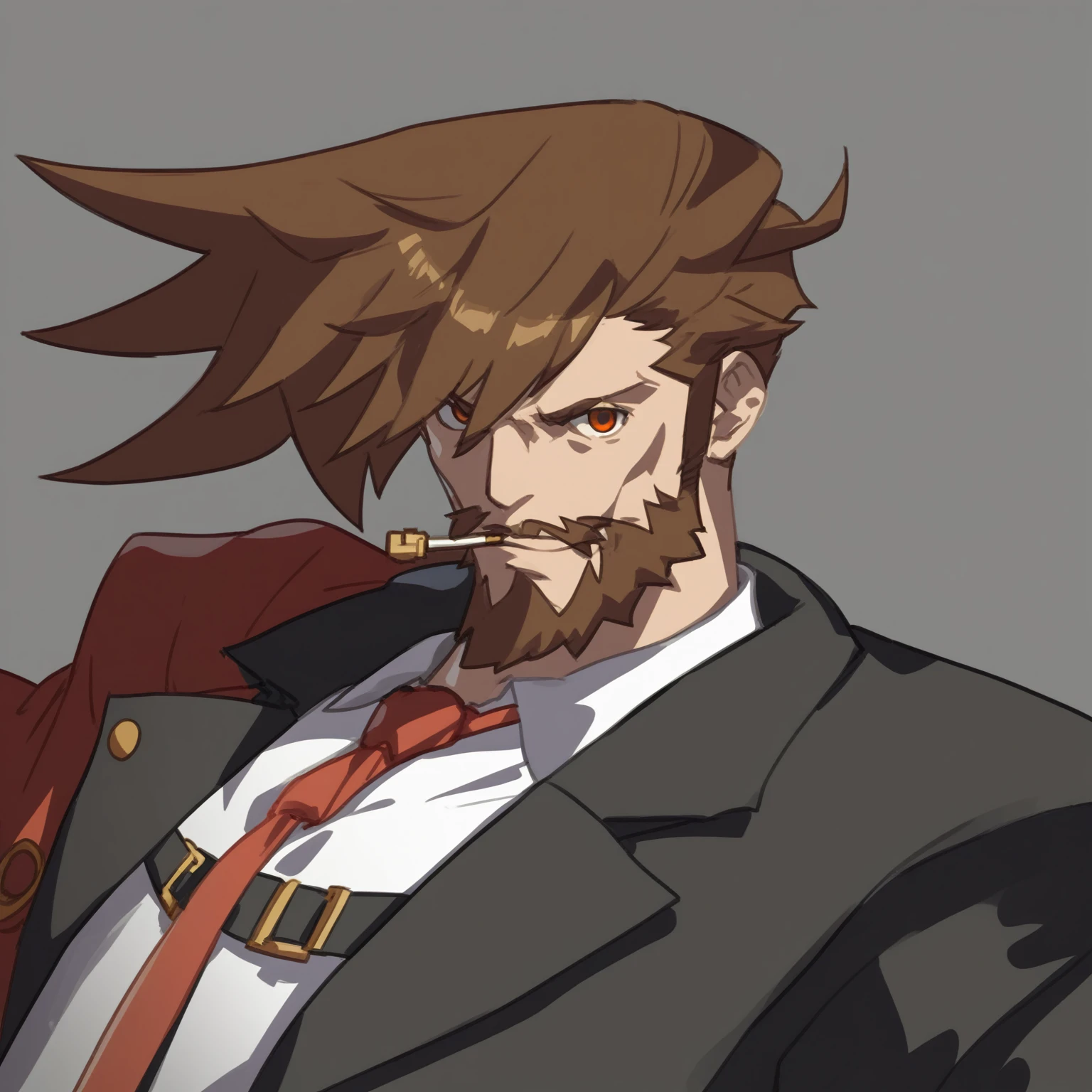 score_9, score_8_up, score_7_up, score_6_up, (masterpiece, best quality), 
Slayer from Guilty Gear is a man in a greenish-brown suit and red tie holding a smoking pipe, brown hair, beard, monocol,  looking at the viewer. vector drawing in the style of Guilty Gear Strive, guilty gear art style, guilty gear art direction, guilty gear, chrono trigger guilty gear style, guilty gear strive graphics, fighting game character, official character art, guilty gear strive splash art, monocol, solo, white background, simple background, standing, full body, looking at viewer,
(vector art:1)