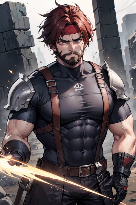 초상화, face_through_torso, dark_fantasy, a large, muscular middle-aged man with a rugged appearance. he has a thick, bushy beard a...