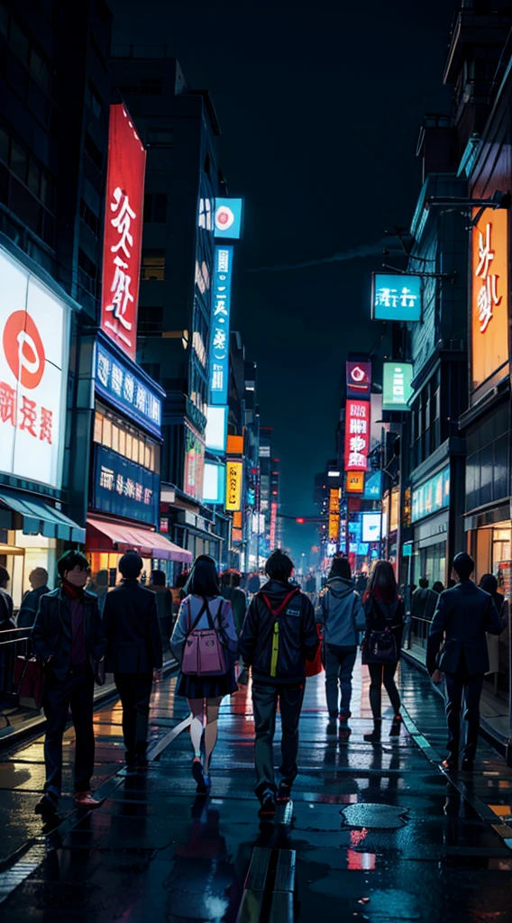 araffes of people walking in a busy city street at night, taiwanese downtown, taipei crossing, taipei prefecture, harajuku, taipei street, vivid), taipei, photo from 2024, large commercial led screens, shinjuku, des boutiques avec des neons