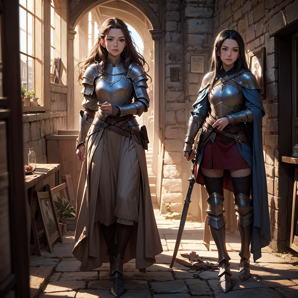 CG, Unity, 8k, wallpaper, Highest quality, masterpiece, Lovely lady, 18-year-old, (Realistic), Best lighting, Complex pupil, Intricate weaving, Detailed Background,The Hobbit,A composition that shows the whole body,One Woman,Full Body,Knight in Armor,(Iron Mask),Beauty