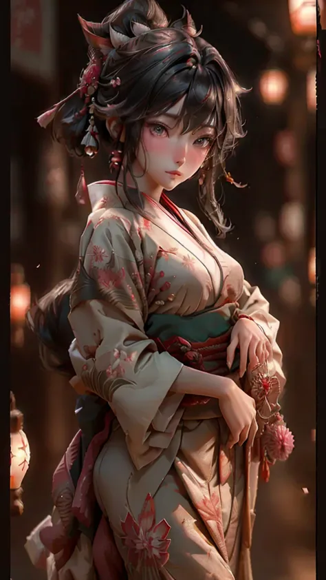 a female ronin warrior,ahri,wearing traditional japanese robe,detailed face,beautiful detailed eyes,beautiful detailed lips,extr...