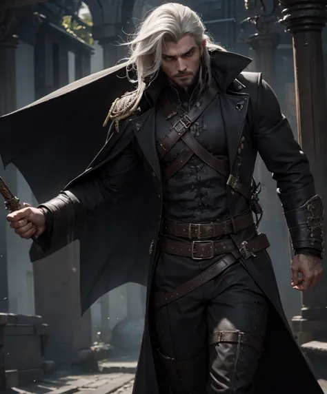 dashing male swashbuckler dressed in black.  excellent fashion sense.  attractive.  daring.  romantic.  stoic.  moody.  brooding...