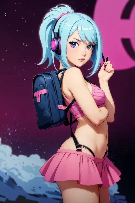 anime girl with headphones and backpack looking at a cell phone, anime style 4 k, alice x. zhang, digital anime art, nightcore, ...