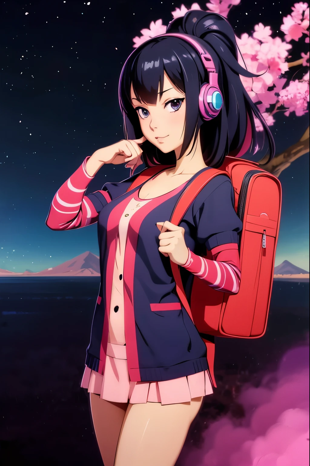 anime girl with headphones and backpack looking at a cell phone, anime style 4 k, alice x. zhang, digital anime art, nightcore, digital anime illustration, anime styled digital art, anime art wallpaper 4k, anime art wallpaper 4 k, anime artstyle, anime digital art, anime style artwork, anime style. 8k, detailed digital anime art