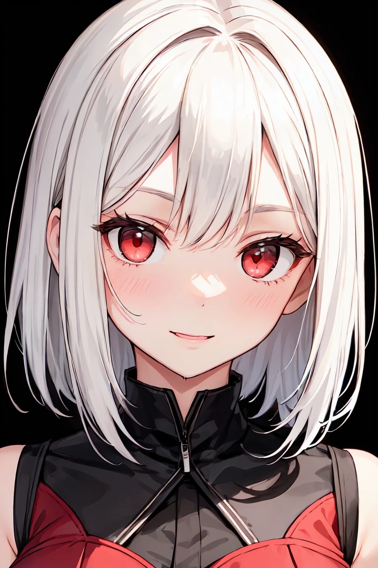 8k,illustration,short hair,,White background,Black_hair,Ruby red eyes,Solitary,1 Girl,,best quality, Extremely refined、double eyelids,Simple background、face close-up、Immature,ethereal,乾淨White background,No background,Flirting eyes,interesting soul,Like shyness,Center the face,Charming smile and delicate face, (Sexy expression: 1.5) (Natural face: 1.5) (Cute 1),Girlfriend&#39;s perspective,Interested little head shake,Looking for attention