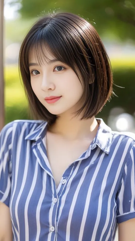 highest quality、japanese women、世界一beautifulな美人、beautiful、cute、brown bob cut hairstyle、small face、肌がbeautiful、large breasts、reali...