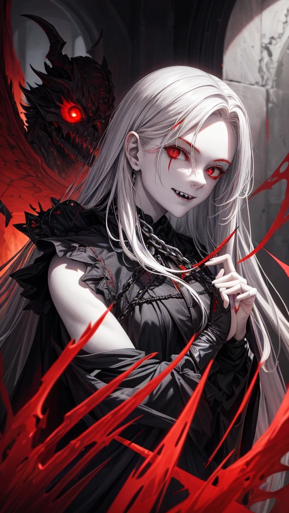 .(Highest quality,4K,High resolution,masterpiece:1.2),Very detailed,Realistic:1.37,Spooky altar background,Dark fantasy,Red color scheme,Ominous atmosphere,Eye-catching,Storytelling,anatomy,Anime Style,Concept Art,beautiful細部までこだわった顔と (((Red eyes ))),A terrifying ritual ,Satanic Ritual,Premature death,inappropriate behavior,クレイジーなsmile,Scythe Face,Girl Monster, beautiful, Delicate facial features, Sharp Eye, Sharp Fangs, pale skin, Thick chain, Dark Background, Cinema Lighting, Dramatic Shadows, Gothic style, Gloomy atmosphere, Dark fantasy, one person&#39;s, Please open your mouth wide, Open your mouth and baring your teeth,Sharp teeth like a beast, Wide lips, very wide mouth, Vermilion cheeks, ,(Blood splatter:1.4),Scary smile, smile,Angel Design, Twisted smile、Bloody、bleeding from the head,,,,,、Blood splatter、,(Blood splatter:1.4),skull,Horror Style, ((Fantasy Sweet Frilly Pink Costume)), ((flowing blonde hair)), ,(Blood splatter:1.4),Female curves, Sexy flat stomach, Perfect hands, Perfect anime face, (Pink tadress)), Are standing, ((邪悪なsmile)), ,(Blood splatter:1.4), Steam circulates, Moonlight Illumination, night lighting, (Blood splatter:1.6),アニメAngel Design, Twisted smile、Bloody、bleeding from the head,,,,,、Blood splatter、,(Blood splatter:1.4), skull,Gothic architecture、Western architecture、Fantasy World、,Victorian cities, Skeleton Gas Light,Absurd, High resolution、 ((Tabletop)), ((Highest quality)), (Very detailedな), ((Very detailed)), (beautiful), ((cute)), (NFSW:1.8), alone,(10 years old:1.6)、(world&#39;The most terrifying and creepy demon girl:1.5)beautiful face、Whole Body Ezbian、pale, Beautiful Skin、beautiful金の髪、Smiling Kindly、Dark building ruins、(snow white&#39;Frill dress:1.3)、(The dark ruins are stained with blood:1.3)、Low angle full body shot、(少女は血の海の中にAre standing:1.5)、(The ground is full of blood:1.3)、(The girl lost a lot of blood...:1.3)、(クレイジーなsmile:1.6)、Spirits、(Blood dripping from the mouth:1.3)、
