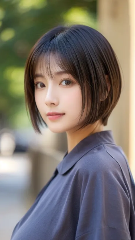 highest quality、japanese women、世界一beautifulな美人、beautiful、cute、brown bob cut hairstyle、small face、肌がbeautiful、large breasts、reali...