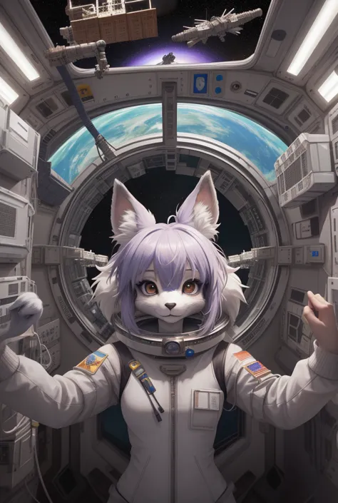 mujer enorme tetona anime - style image of a woman in a space station rabbit , high resolution commission, pov art hairy, in a s...