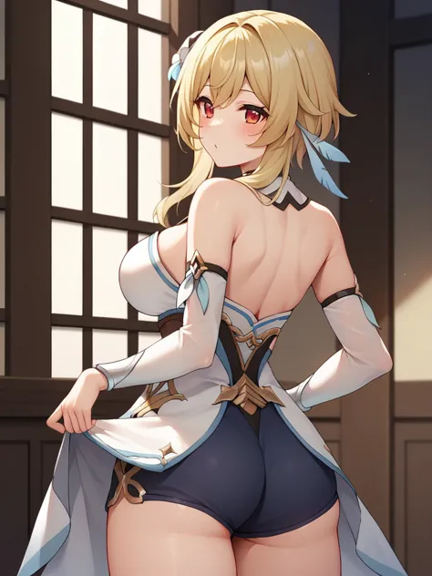 score_9,score_8_up,score_7_up,rating: general,1girl,solo,long hair,breasts,looking at viewer,blush,bangs,large breasts,blonde ha...