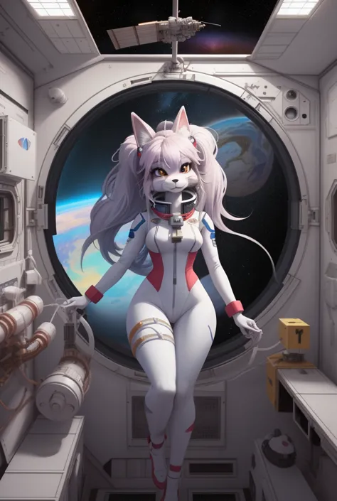 cuerpo sexy mujer enorme tetona anime - style image of a woman in a space station rabbit , high resolution commission, pov art h...