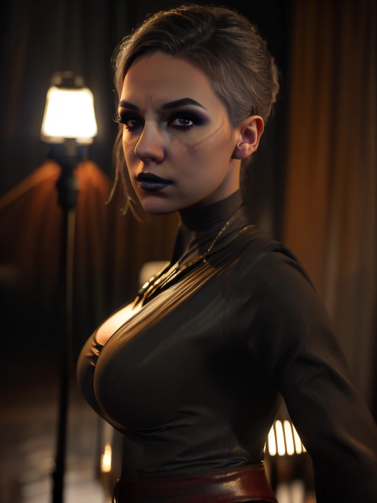 NightsisterMerrin, 1girl, realistic, highly detailed, dynamic lighting, 8k, science fiction, looking at viewer, pale skin, detailed eyes, detailed lips, long eyelashes, cinematic, dramatic, moody, ambient lighting, dark fantasy, chiaroscuro, cinematic composition, volumetric lighting, depth of field, masterpiece, photorealistic