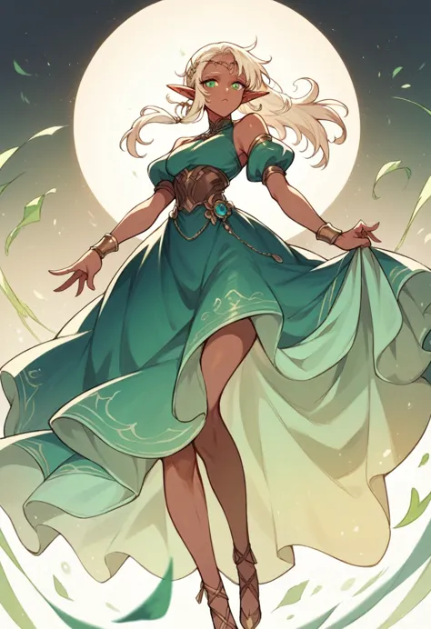 the most beautiful young blond dark elf in fantasy dress.