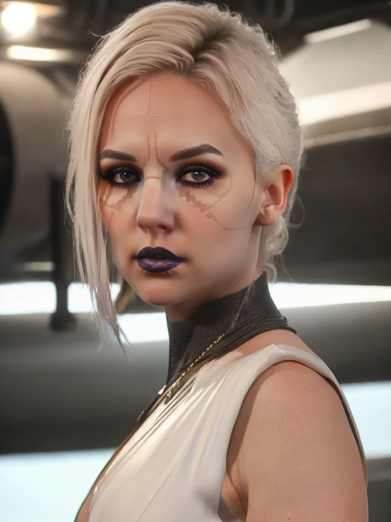 NightsisterMerrin, realistic, 1girl, best quality, dynamic lighting, highly detailed, 8k, science fiction, looking at viewer, pale skin
