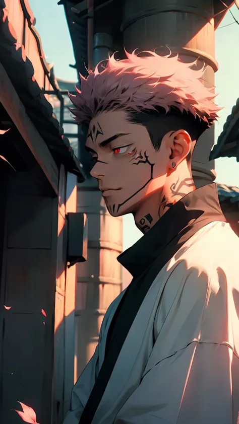 highest quality, 8k, high resolution image, anime style jujutsu kaisen, detailed strokes, bored look, blurry, purple light refle...