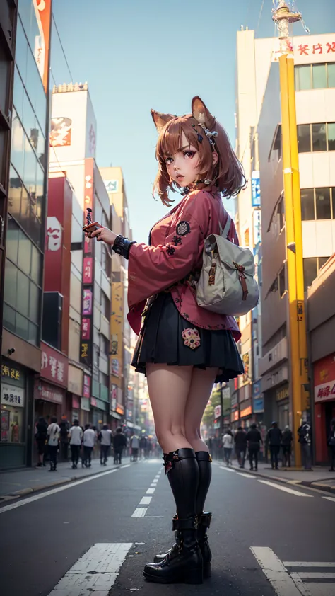 brahmaestra, raphtalia, brown hair, animal ears, red eyes,a little angry face、dynamic pose、put on your boots(look at this:1.5)(f...