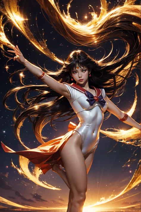 sailor mars, graceful pose, show full body, stunning details, realistic texture