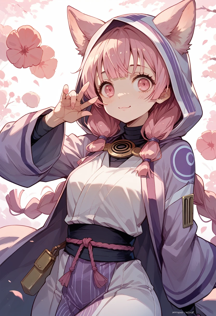 Kimtsu yaiba demon slayer mitsuri,girl,hair pink long,eyes pink,big breats,cute clothe pink,pink ears wolf,tali wolf,