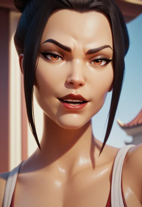 (masterpiece) (best quality) (detailed face) (8k) (sharp focus), artificial intelligence, sexy, asian, chinese azula, tanned ski...