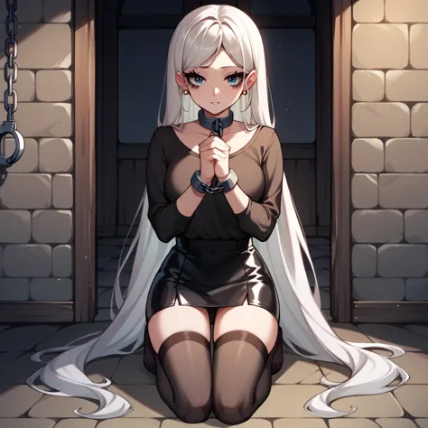 check_9, check_8_up, check_7_up, check_6_up, check_5_up, check_4_up, source_anime, 1 woman, get on your knees, white hair, strai...