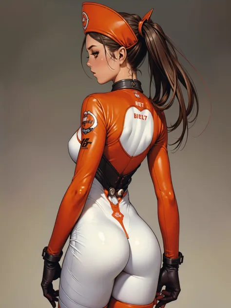 (((back view))), (((perfect ass))), (best qualityer))), ((redheadwear)), (((short arms))), ((( bike rider suit ))), (((bandaged ...