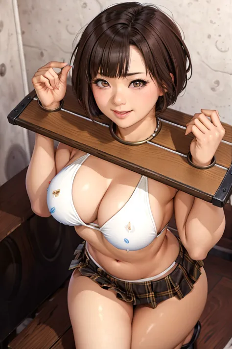 (masterpiece, best quality:1.2), nsfw, hitomi, 1girl, solo, solo focus, (beautiful detailed brown eyes:1.2), short hair, smile, ...