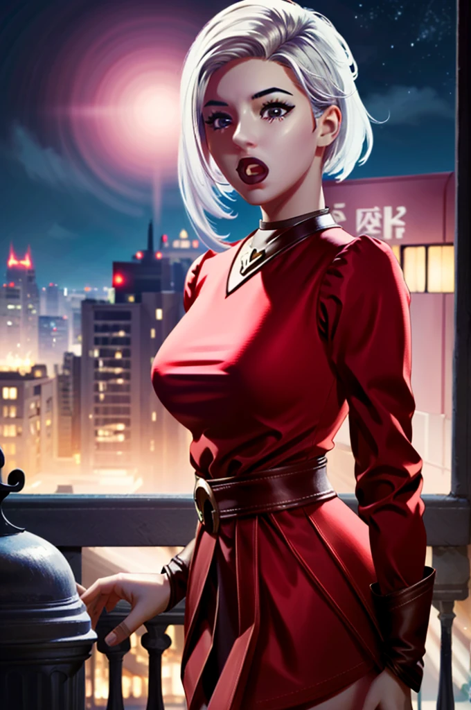 ((ultra detailed, masterpiece, best quality)) oface


 StarMerrin, 1girl, solo, white hair, cityscape, at night, on top of a skyscraper, short dress, tight