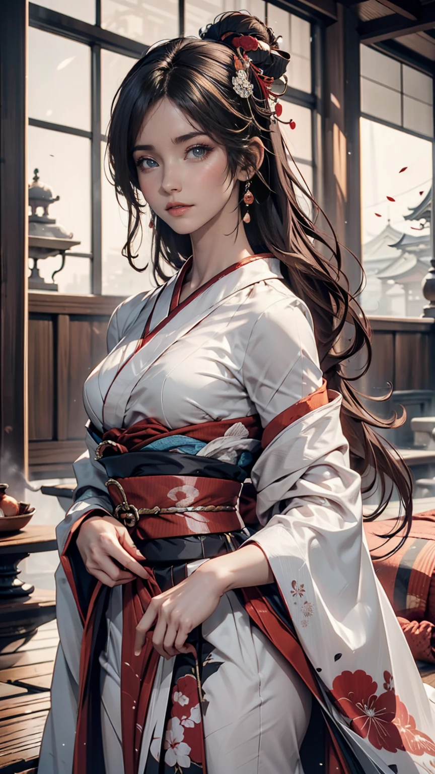 Highly detailed full-body portrait of a geisha. 8k, Octane Rendering, Intricate Hyper-Detail, Symmetric、Kyoto、Pontocho