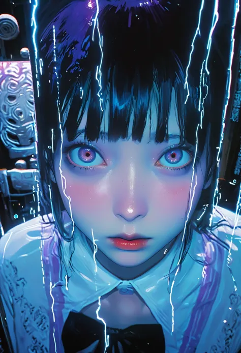 surreal horror, anime style, directed by junji ito, high contrast, vivid colors, eerie atmosphere, psychological tension, intric...