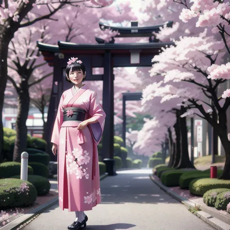 retro photography, 1960s , agfa, kodak, 1 girl,  portraite, gazing_phi_viewer,  ssmile,  japan, tokyo, cherry blossom flower,  o...