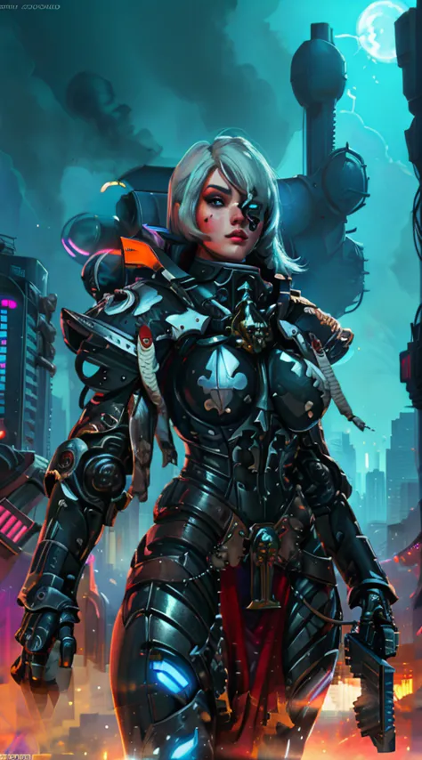 a robot girl adepta sororitas with a futuristic appearance and advanced technology, (ultra-detailed,realistic:1.37), [prostituta...