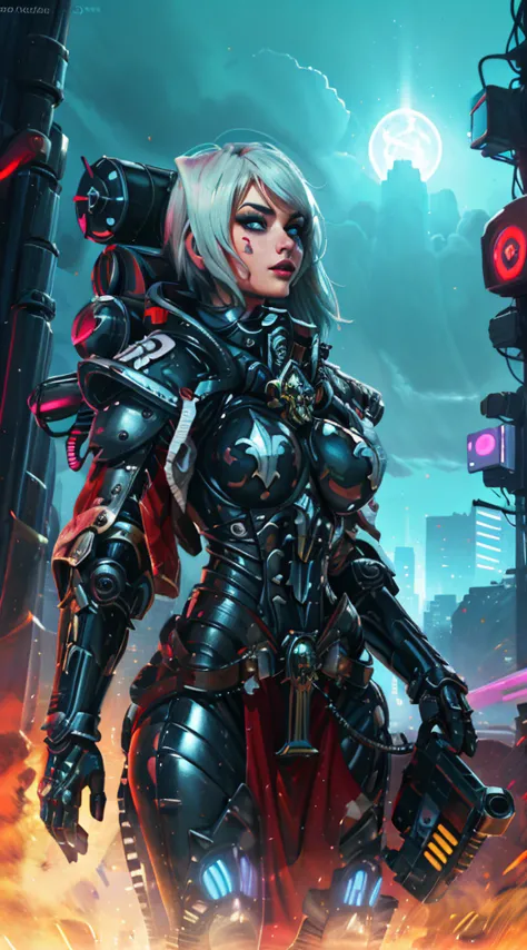 a robot girl adepta sororitas with a futuristic appearance and advanced technology, (ultra-detailed,realistic:1.37), [prostituta...