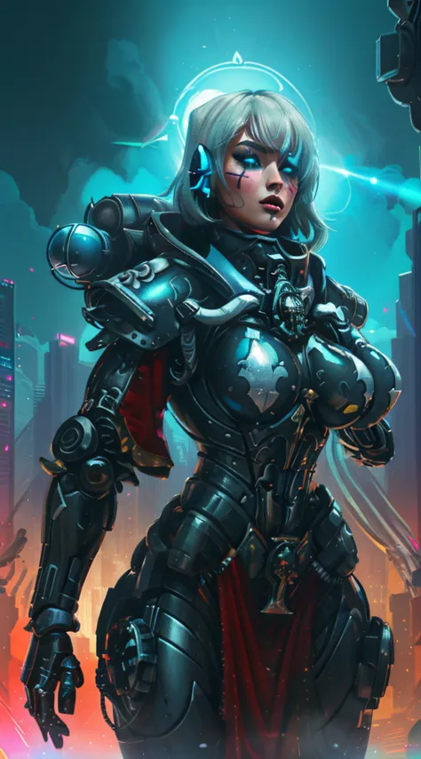 a robot girl adepta sororitas with a futuristic appearance and advanced technology, (ultra-detailed,realistic:1.37), [prostituta...