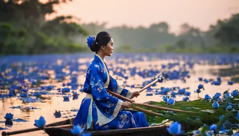 realistic image, taken with cannon e900, mid-shot, a northern vietnamese girl in traditional ao tu than, wearing yem dao, wearin...