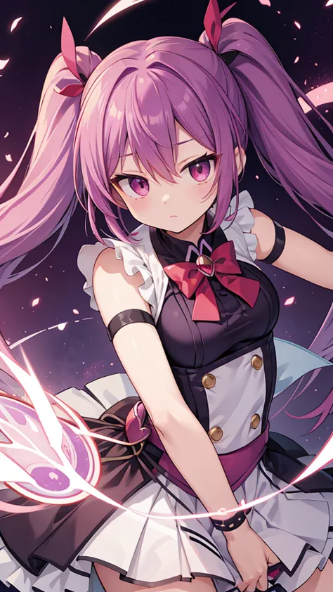 too much exposure,magical girl,purple hair red hair red eyes,twin tails,