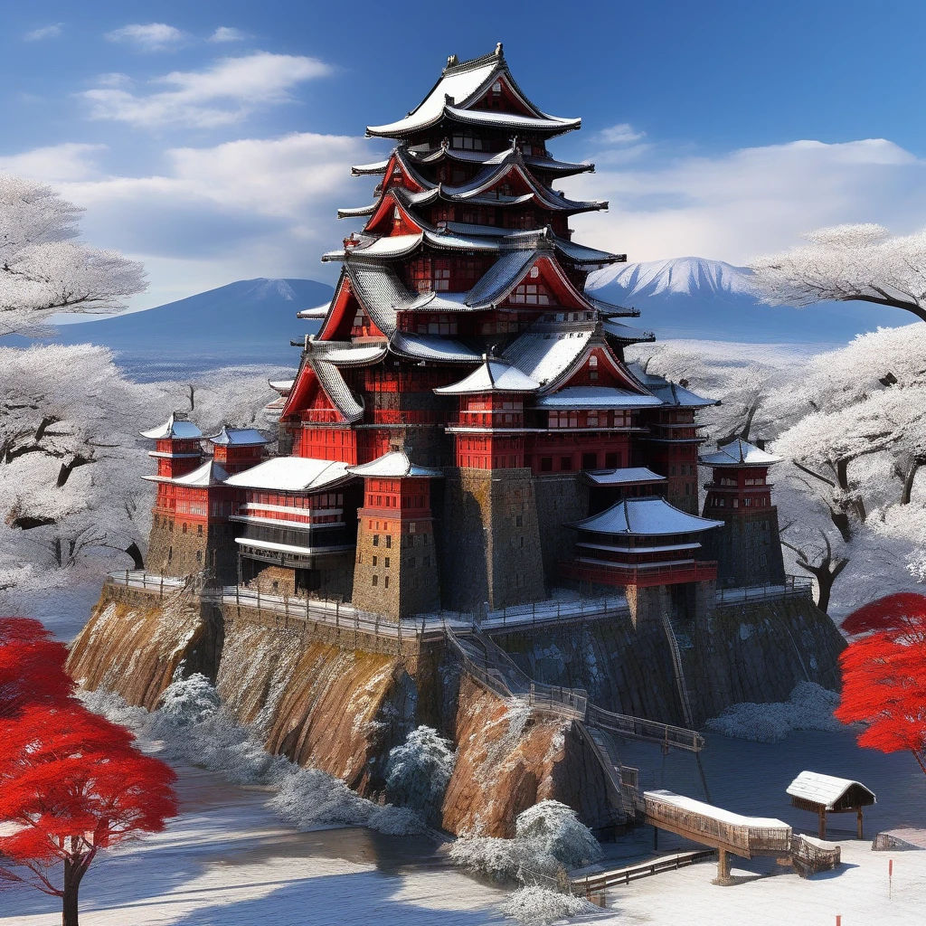 Use computer parts and IC chips to build Hirosaki Castle in Japan，DieselPunkAI Computer , Practical, masterpiece, detailed, Hot, extreme