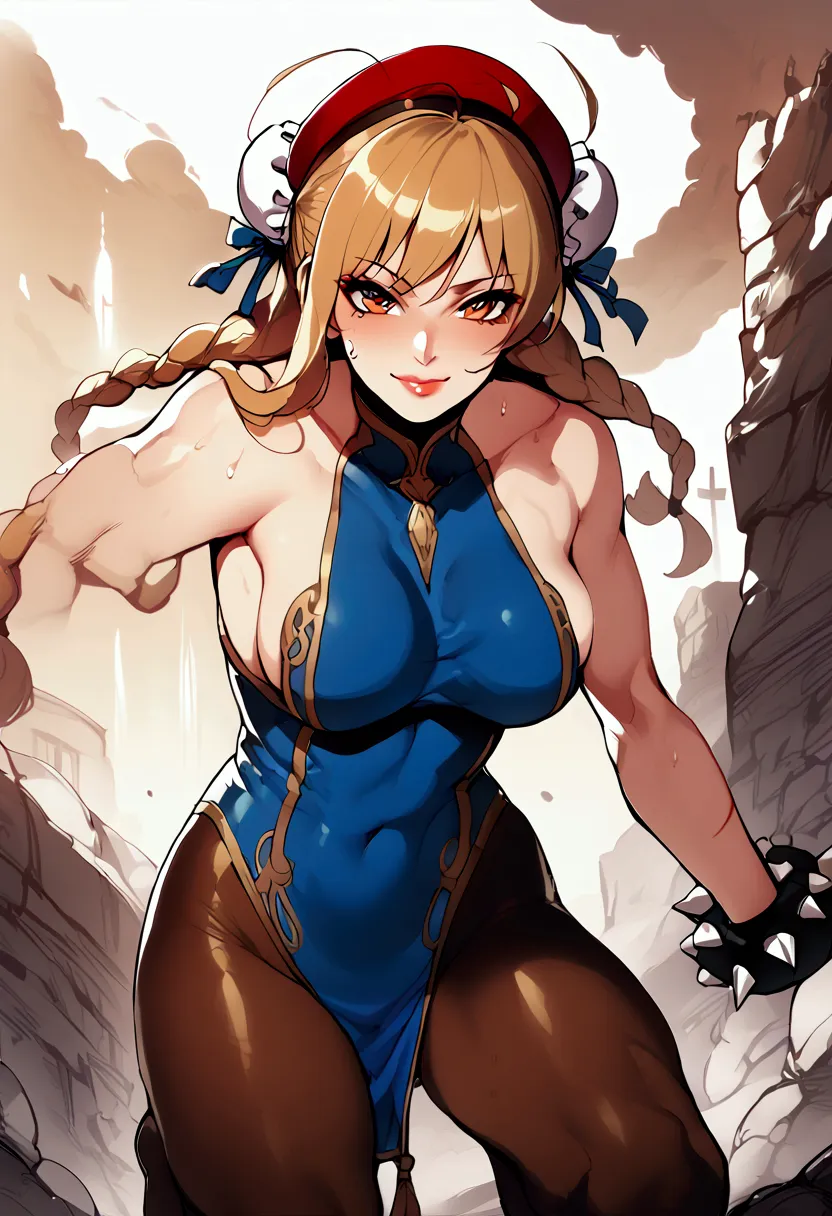 masterpiece,best quality,extreme detail,8k,cammyfn, 1girl, solo, long hair, breasts, blue eyes,brown blonde hair, large breasts,...