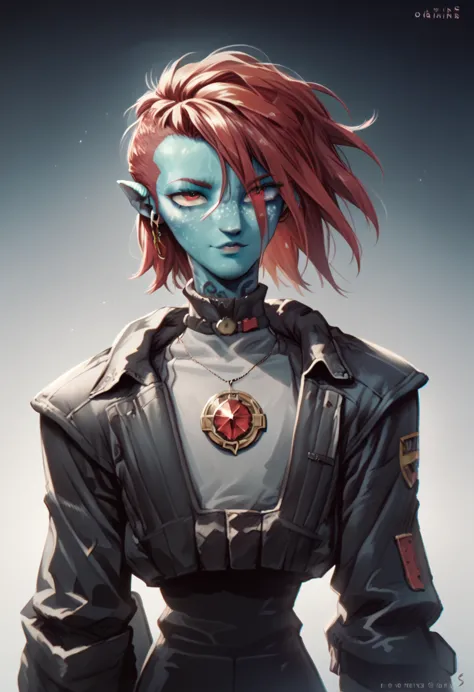 oc,na’vi, a alien blue skin skinny buff femboy man wearing black trench-coat with a red mark on the bust,red hair,thick, in an 9...