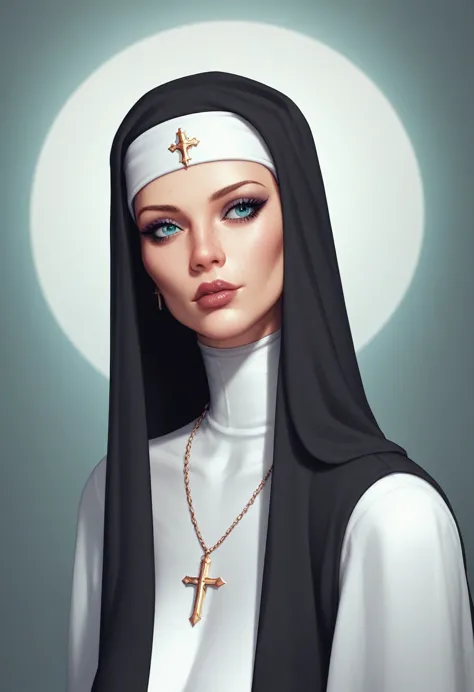 ultra hd,texturized skin, high details, anatomically correcte,alone,(1womanl,shorth hair,perfectbody),(wearing a transparent nun...